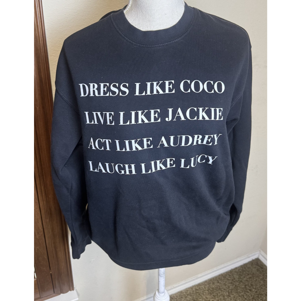 LA/TC Womens Black Sweatshirt Dress like Coco Live like Jackie Act like Audrey M